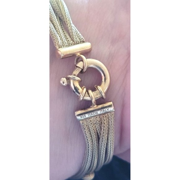 Gold Sterling Silver Multi-Stranded Knotted Rope Itaor Italy Bracelet - Picture 5 of 6